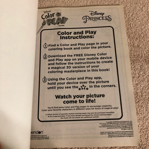 2017 Disney Princesses Color & Play Coloring Book Uncolored - Picture 4 of 12
